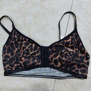 No Brand Cute Front Closure Leopard or Tortoise Print Bralette Thin Lightweight